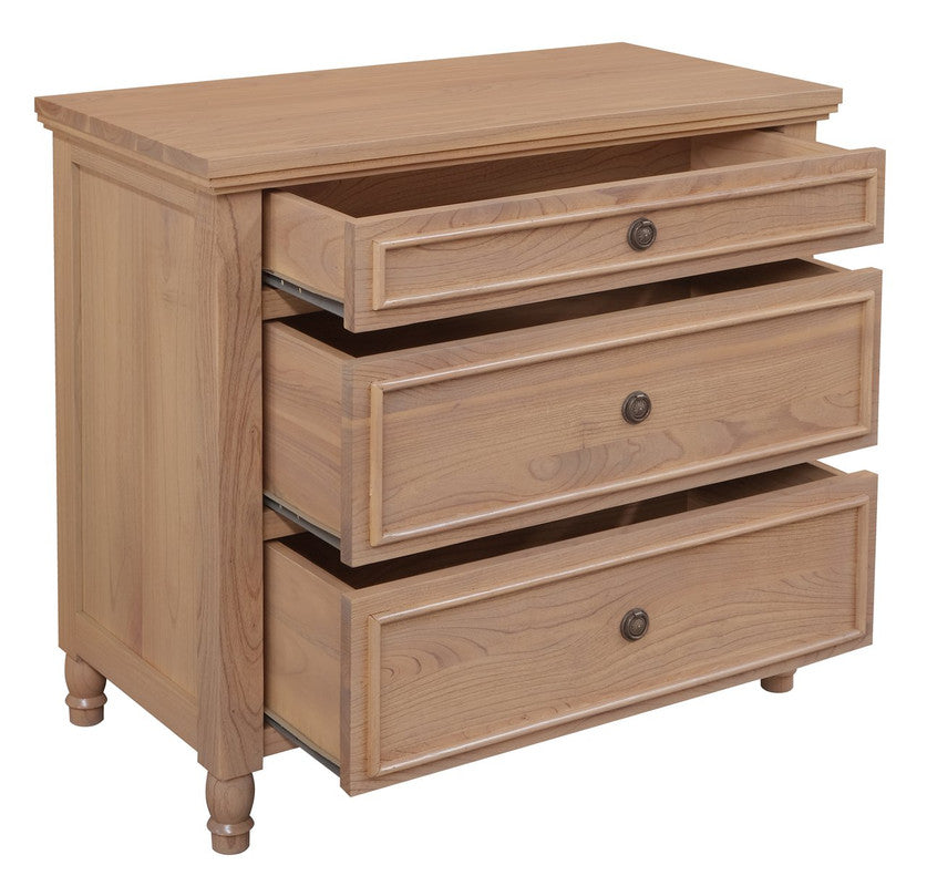 Beau 3 Drawer Solid White Cedar Turn Leg Dresser (Natural)