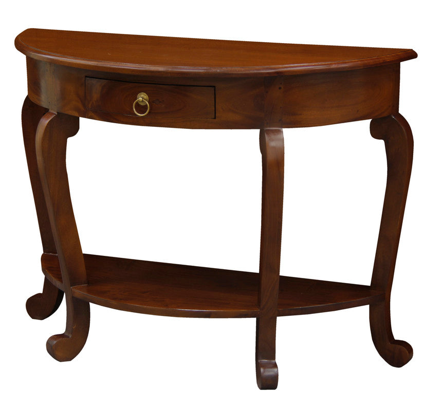 Emilie Cabriole Leg 1 Drawer Half Round Entry Table - Mahogany