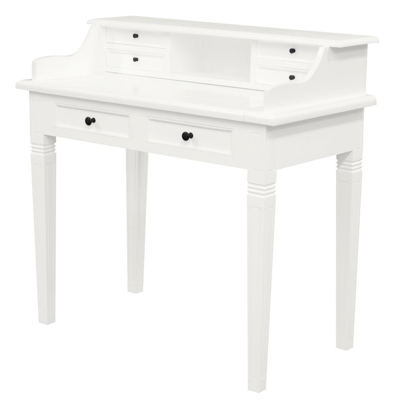 Winston 6 Drawer Solid Timber Writing Desk (White)