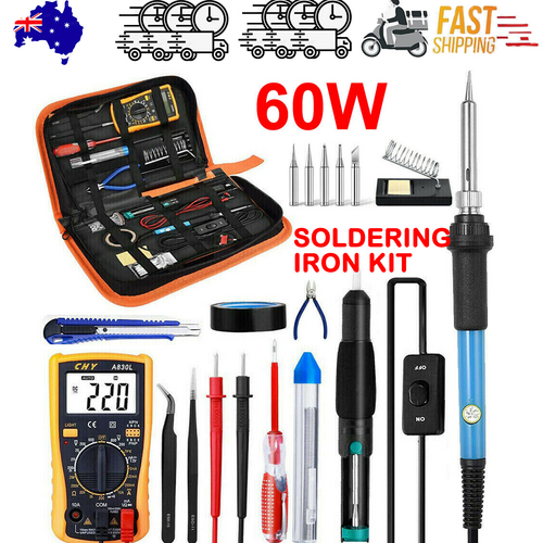 60W Soldering Iron Kit Welding Solder Station Wire Desoldering Pump Multimeter