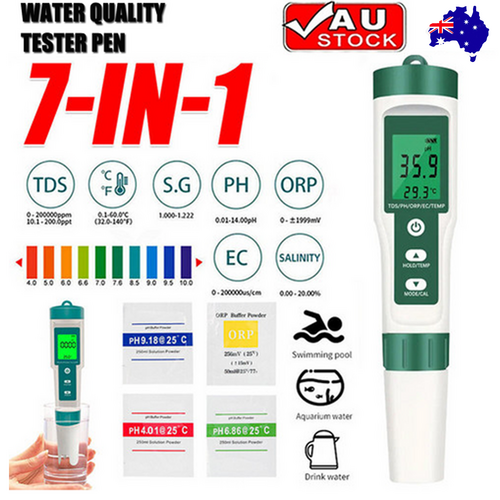 Set 7 In 1 and 5 in 1 PH Meter TDS/EC/Salt/Temp Water Quality Monitor Tester Pen