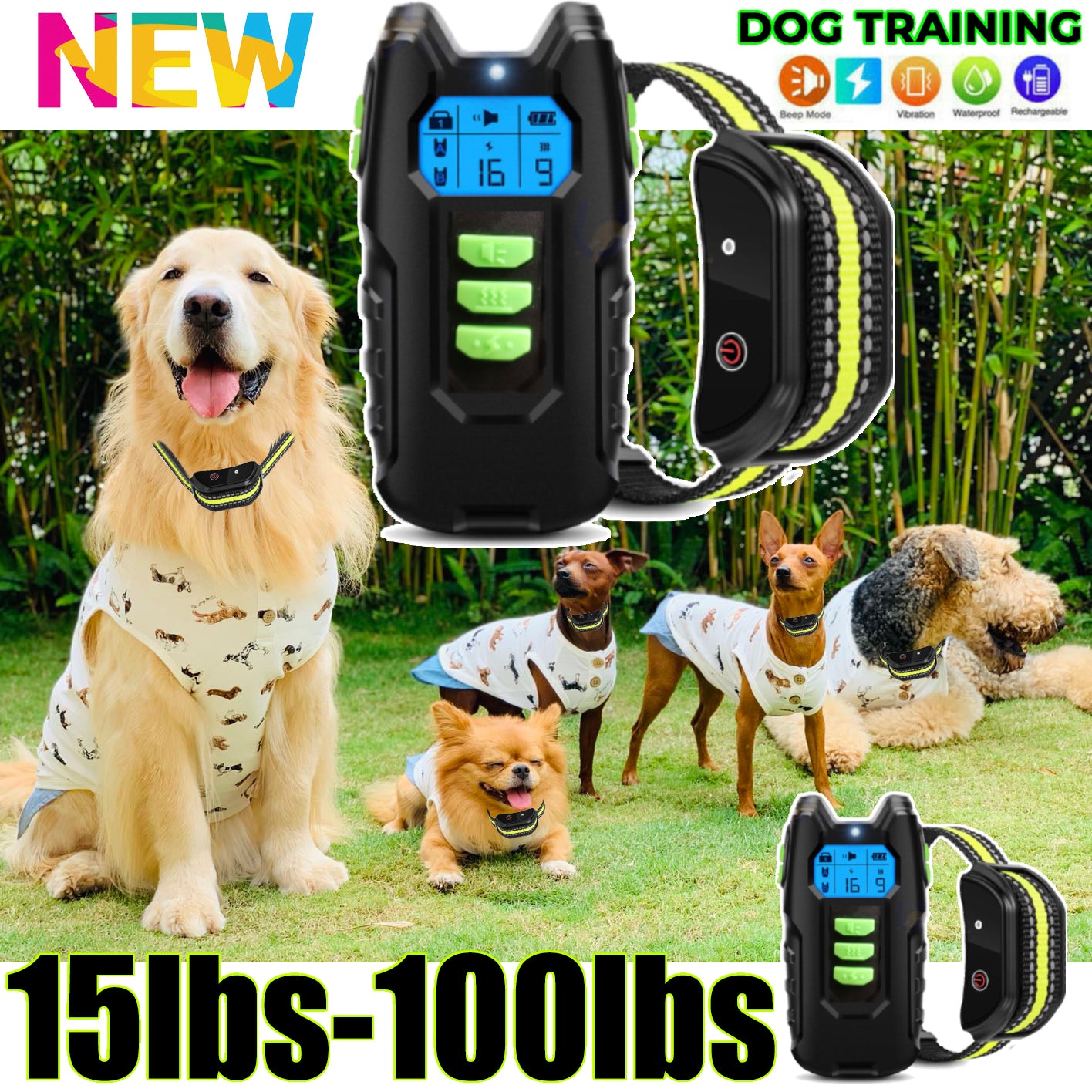 Electric Pet Dog Training Anti Bark Collar Sound Vibrate Auto  Rechargeable NEW