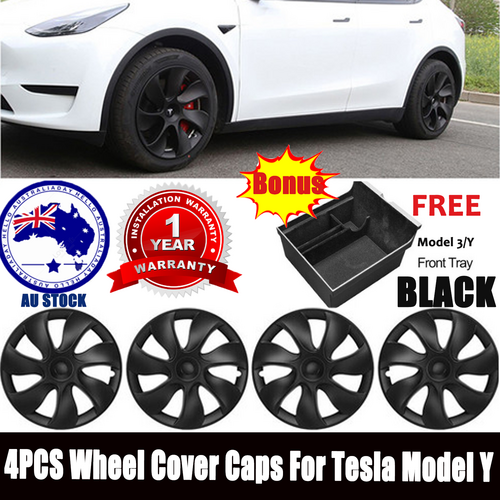 Tesla Y hub cap 4 black and fit Model 3/Y central control front storage box push-pull