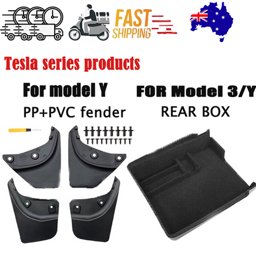 Tesla model Y front and rear PP PVC fender 4 and fit Model 3/Y central control rear storage box push-pull