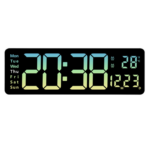 16" Green gradient color Large Digital Big Jumbo LED Wall Desk Clock Display With Temperature Calendar