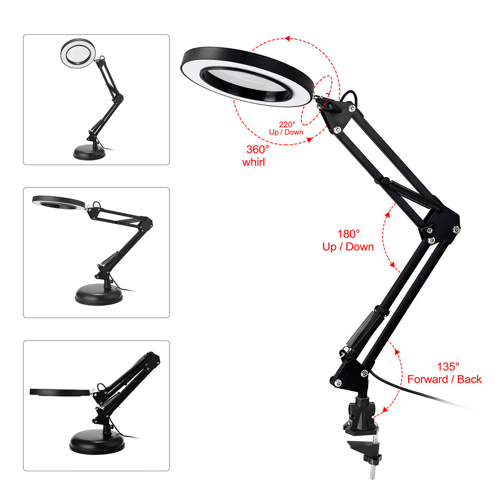 5X Magnifying Lamp Desk Table Glass Salon Tattoo Magnifier Light Clamp Light USB