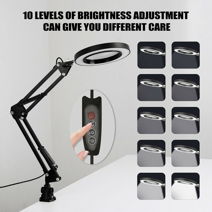 5X Magnifying Lamp Desk Table Glass Salon Tattoo Magnifier Light Clamp Light USB