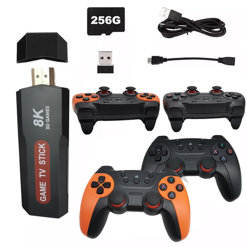 256GB 2025 NEW 8K HDMI Video Game Stick Console 55000+ 2 Wireless Controller