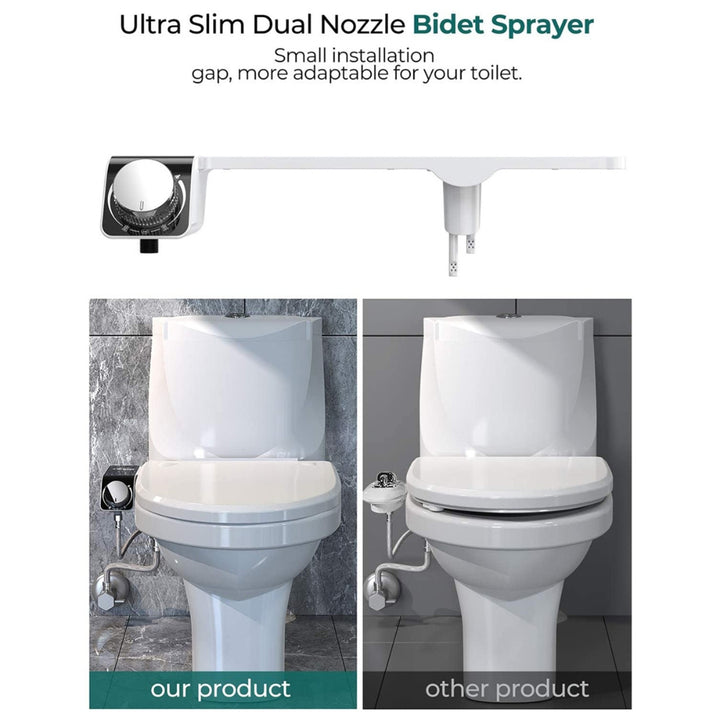 Toilet Bidet Seat Dual Nozzles Bidet Non Electric Toilet Water Sprayer Bathroom