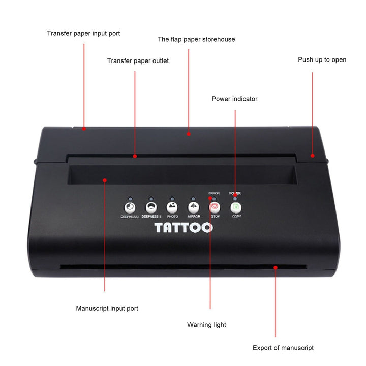 Tattoo Transfer Machine Printer Drawing Thermal Stencil Maker Copier+100 Paper