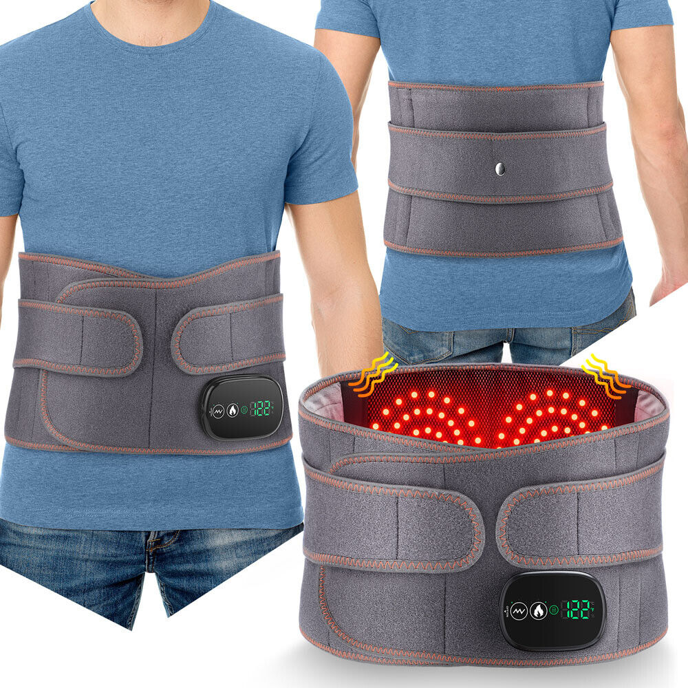 Electric Dual Infrared Light Heat Back Massager Waist Brace Lumbar Support Belt