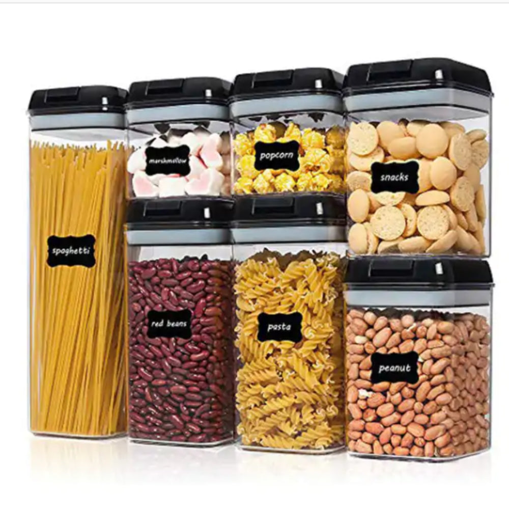 Plastic Food Storage Container Set Easy Lock Lids Kitchen Storage Pantry Organization Black