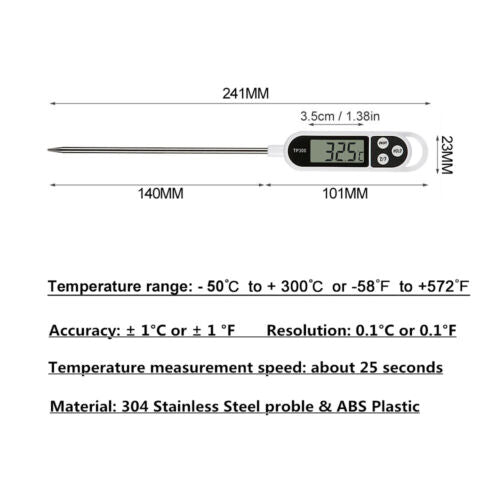 Digital Cooking Kitchen Thermometer Food BBQ Meat Water Temperature Probe Gauge