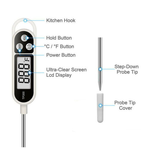 Digital Cooking Kitchen Thermometer Food BBQ Meat Water Temperature Probe Gauge