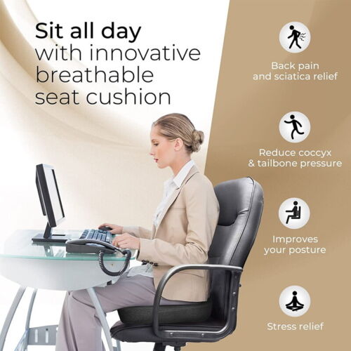 Coccyx Seat Cushion Ergonomic Posture Car AU Relieve Sciatica Back Tailbone Pain