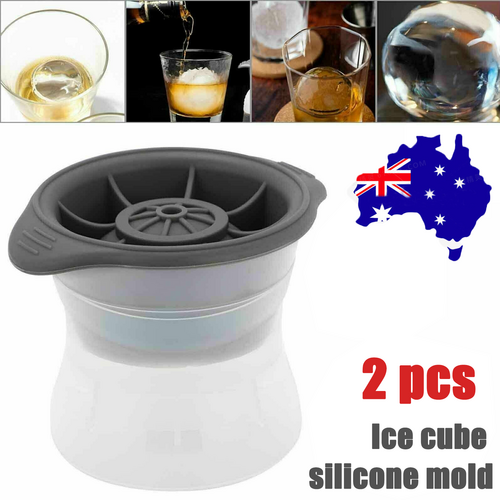 2pcs grey Silicone Ice Ball Mold Sphere Cube Maker Mould Jelly Whiskey Cocktail