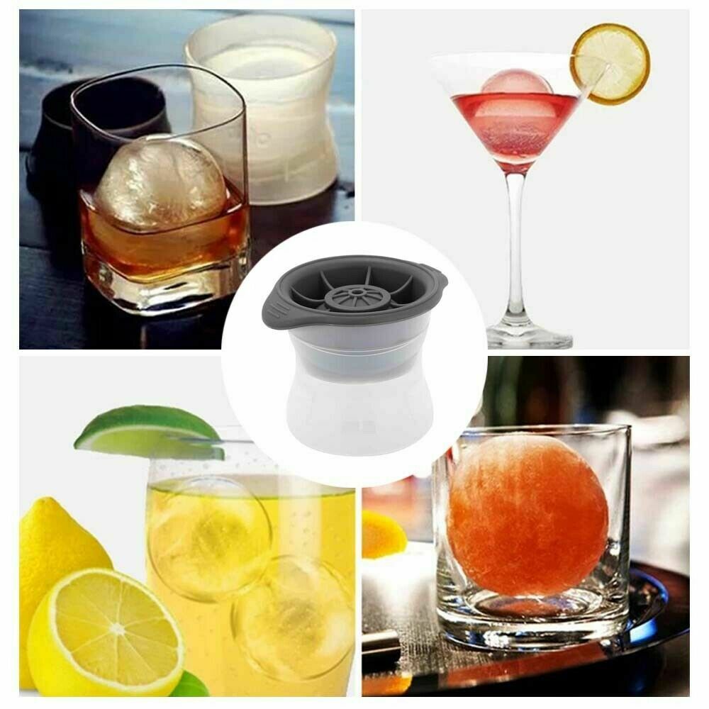 2pcs grey Silicone Ice Ball Mold Sphere Cube Maker Mould Jelly Whiskey Cocktail