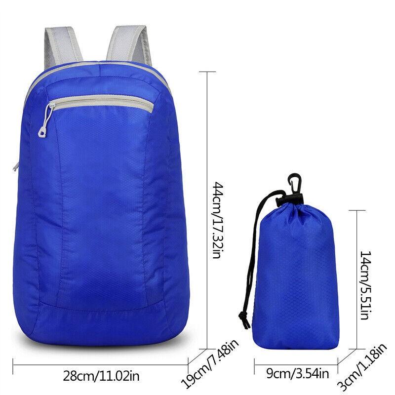 20L Blue Waterproof Lightweight Backpack Portable Foldable Backpack Travel Outdoor