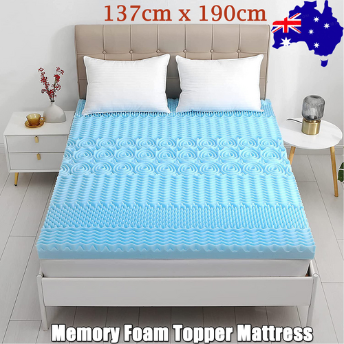 7 Zone Memory Foam Topper Mattress Toppers Cool Gel Pad Mat Medium Firm 8cm Thick 137cm x 190cm