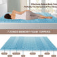 7 Zone Memory Foam Topper Mattress Toppers Cool Gel Pad Mat Medium Firm 8cm Thick 137cm x 190cm