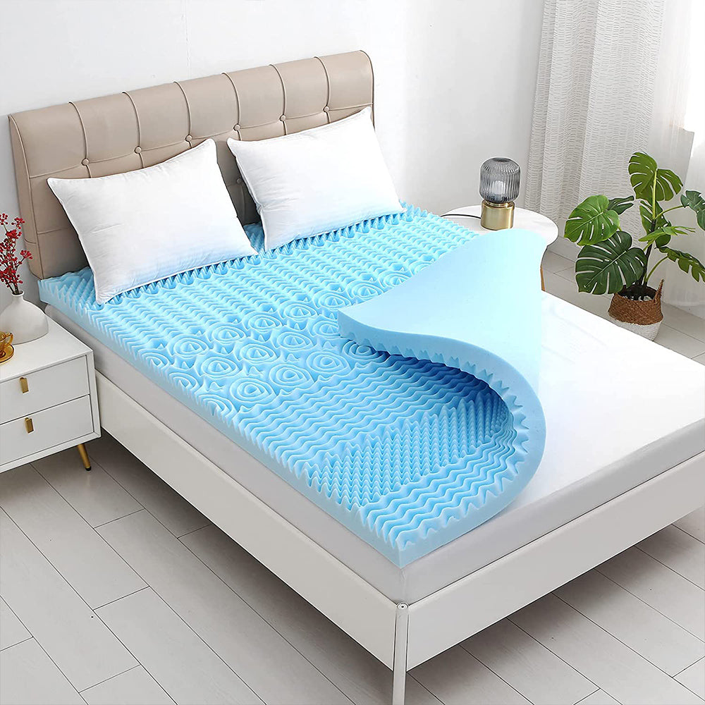 7 Zone Memory Foam Topper Mattress Toppers Cool Gel Pad Mat Medium Firm 8cm Thick 137cm x 190cm