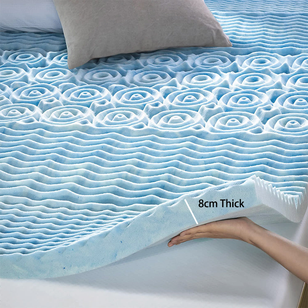 7 Zone Memory Foam Topper Mattress Toppers Cool Gel Pad Mat Medium Firm 8cm Thick 183cm x 203cm