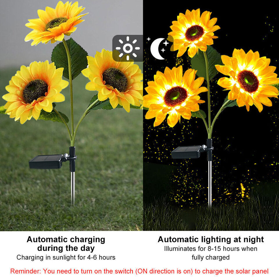 LED Solar Sunflower Lights Flower Lamp Landscape Lawn Path Garden AU Day