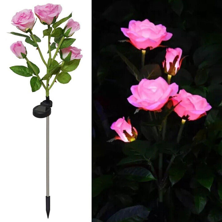 Pink Bulk Solar Garden Lights 75cm Long Rose Flowers Yard Lamp Xmas Halloween Deco AU