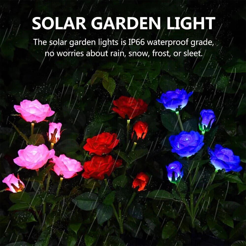 Red Bulk Solar Garden Lights 75cm Long Rose Flowers Yard Lamp Xmas Halloween Deco AU