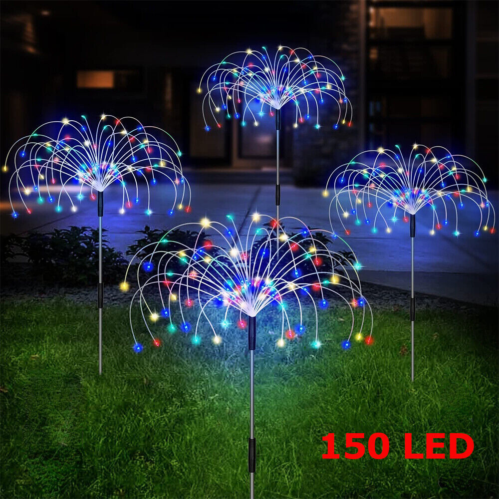 Colourful Fireworks 150 LED Fairy String Lights Starburst Solar Xmas Garden Night Lamp Hot NEW