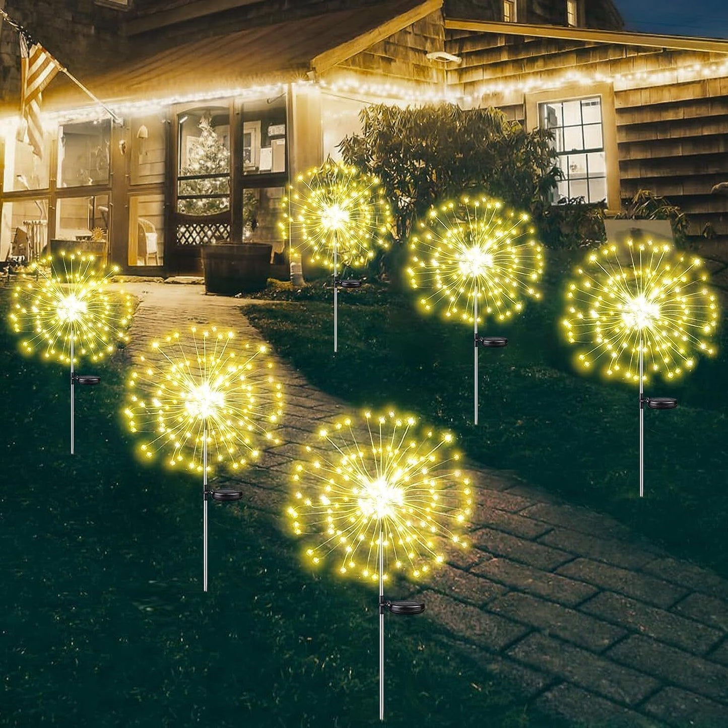 Warm White Fireworks 150 LED Fairy String Lights Starburst Solar Xmas Garden Night Lamp Hot NEW