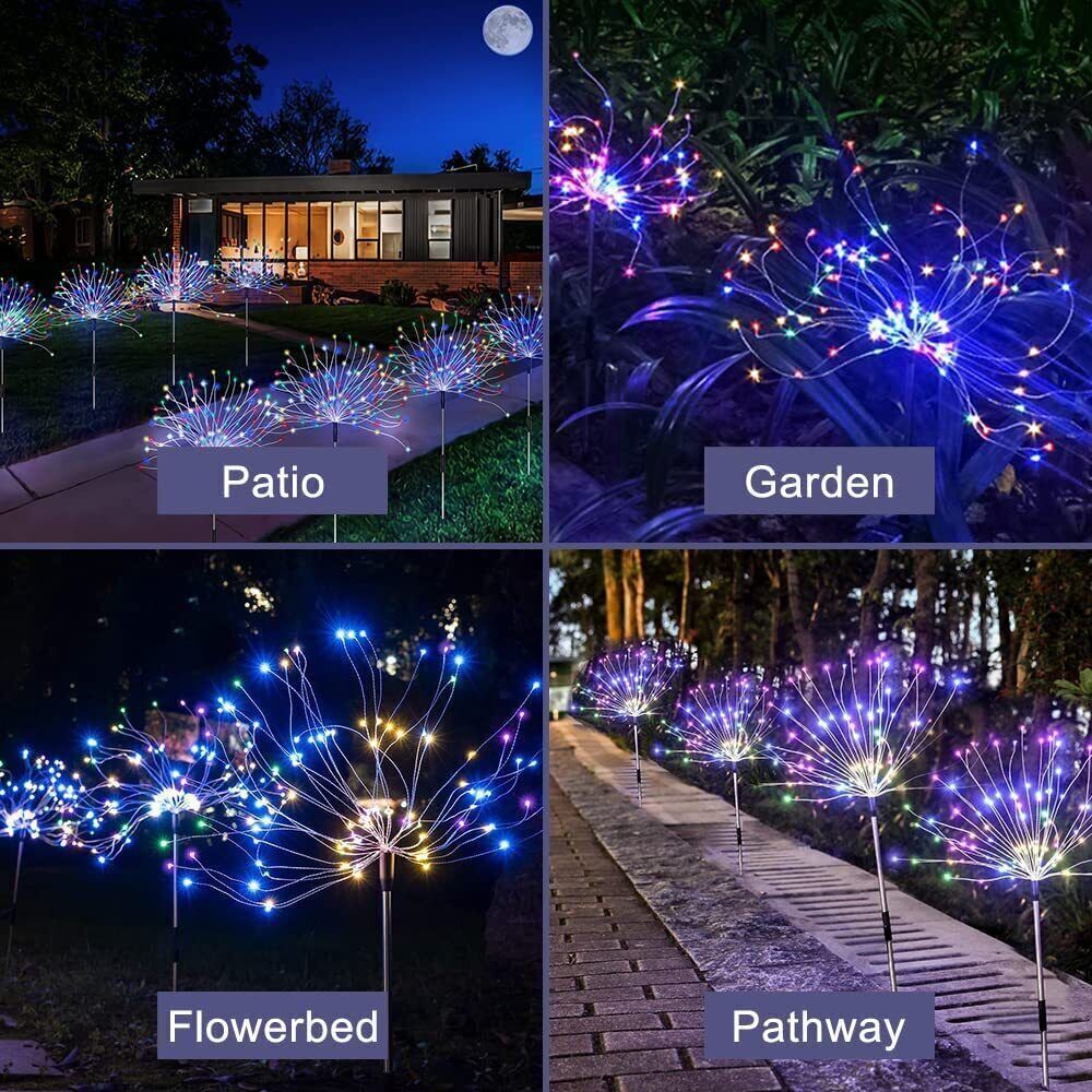 Colourful Fireworks 180 LED Fairy String Lights Starburst Solar Xmas Garden Night Lamp Hot NEW