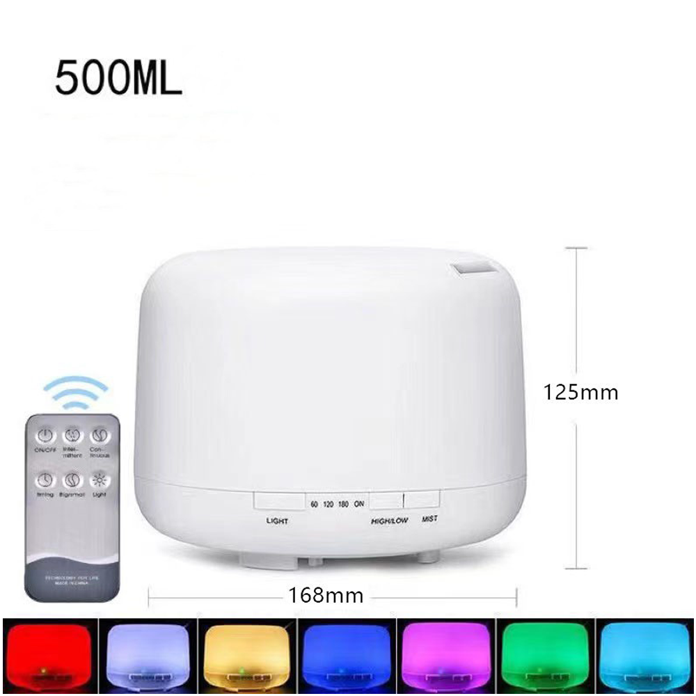 Aroma Aromatherapy Diffuser LED Oil Ultrasonic Air Humidifier Purifier 500ML white