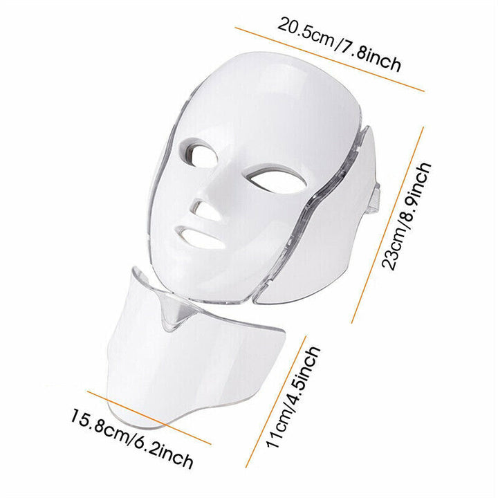 7-Color LED Light Photon Face Mask Neck Rejuvenation Skin Facial Wrinkle Therapy