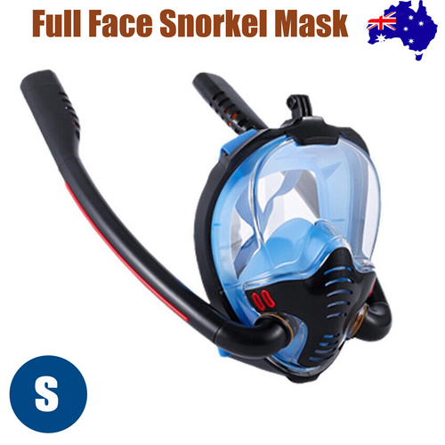 BlUE Full Face Snorkel Mask Swimming Breath Dry Diving Goggle Scuba Glass Anti-Fog AU S