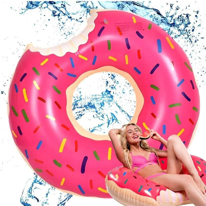 2pcs Pink Inflatable Giant Donut Raft Swim Ring Float Swimming Pool Beach Lounge Pink Coff 70CM