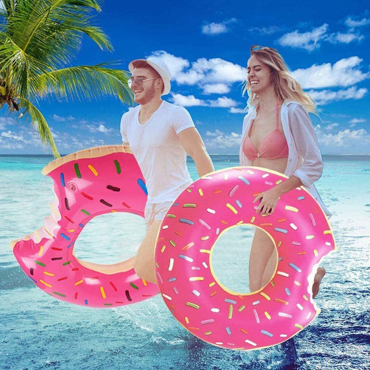 2pcs Pink Inflatable Giant Donut Raft Swim Ring Float Swimming Pool Beach Lounge Pink Coff 80CM