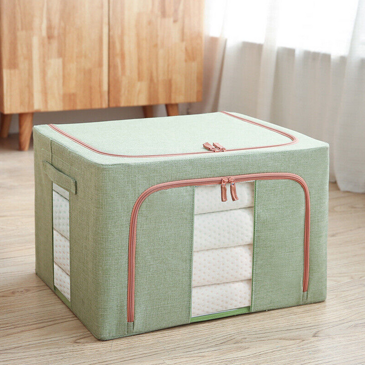 Foldable Storage Box Crushed Steel Frame Clothes Quilt Toys Organizer 24L