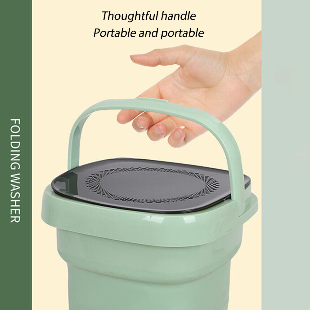 Mini Washing Machine Bucket Folding Portable Laundry Machine Clothes Washing green