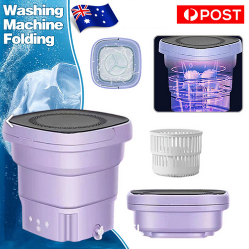 Mini Washing Machine Bucket Folding Portable Laundry Machine Clothes Washing purple