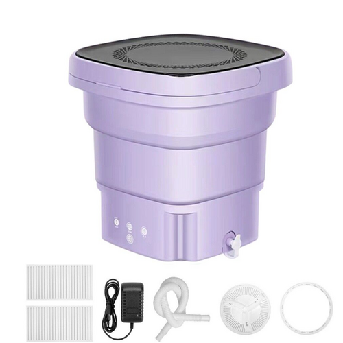 Mini Washing Machine Bucket Folding Portable Laundry Machine Clothes Washing purple