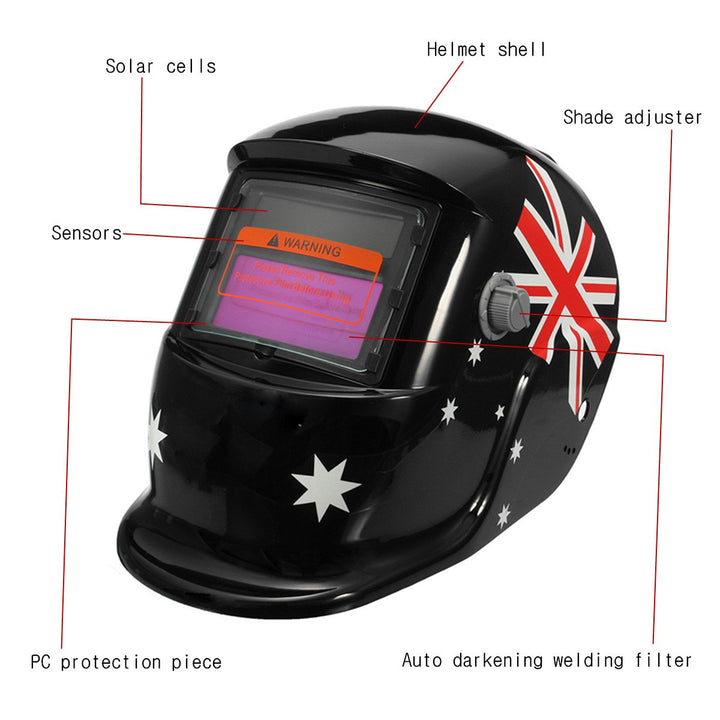 Flag Solar Welding Helmet Auto Darkening Welder Soldering Lens ARC TIG MIG MAG Mask