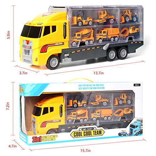 Toddler Toys Truck Carrier & 6 Mini Cars Play Set Transport Car Toy Lorry Kids