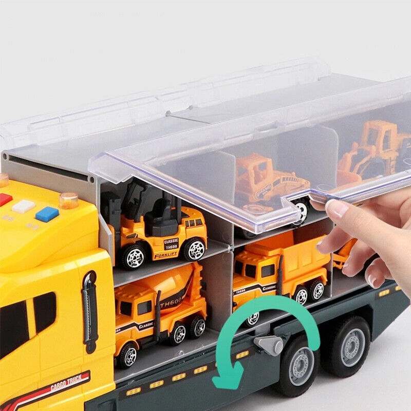 Toddler Toys Truck Carrier & 6 Mini Cars Play Set Transport Car Toy Lorry Kids