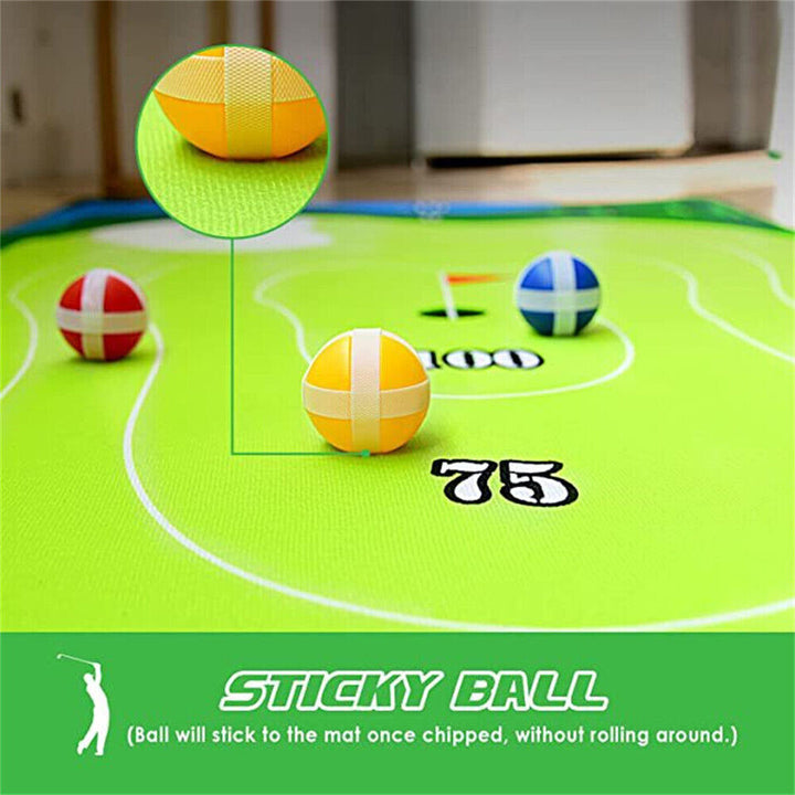 The Indoor Casual Golf Mat Game Set Stick Chipping Cage Games With 16 Grip Balls