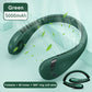 Green 5000mAh Mini Neck Fan Bladeless Foldable Portable Quiet Rechargeable 360degree Cooler