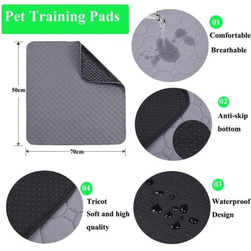 70X50cm Washable Pet Dog Pee Pad Reusable Cat Puppy Training Wee Absorbent Mat Pads Bed