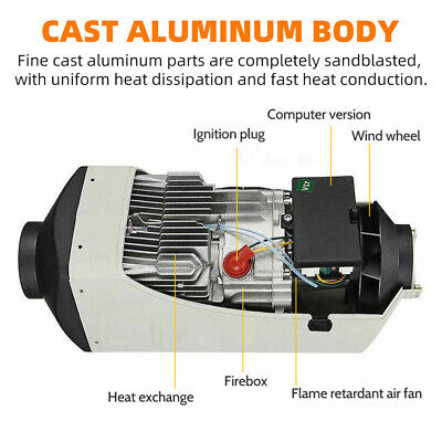 12V Diesel Heater 5KW Air Tank Remote Control LCD Thermostat Caravan Motorhome