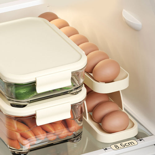 Automatic Roll-Down Double-layer Egg Dispenser Egg Storage Rack Kitchen