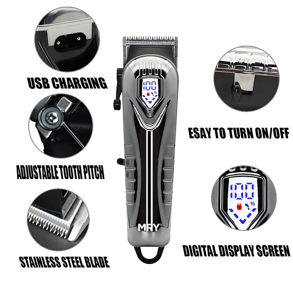 Upgrade Men Portable Hair Trimmer Clippers Sets Low Noise Faster Blade 2500mAh